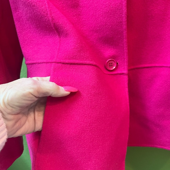 Talbots 14P Pink Wool Dbl faced Jacket Blazer with Ruffle Collar EUC - Picture 4 of 6